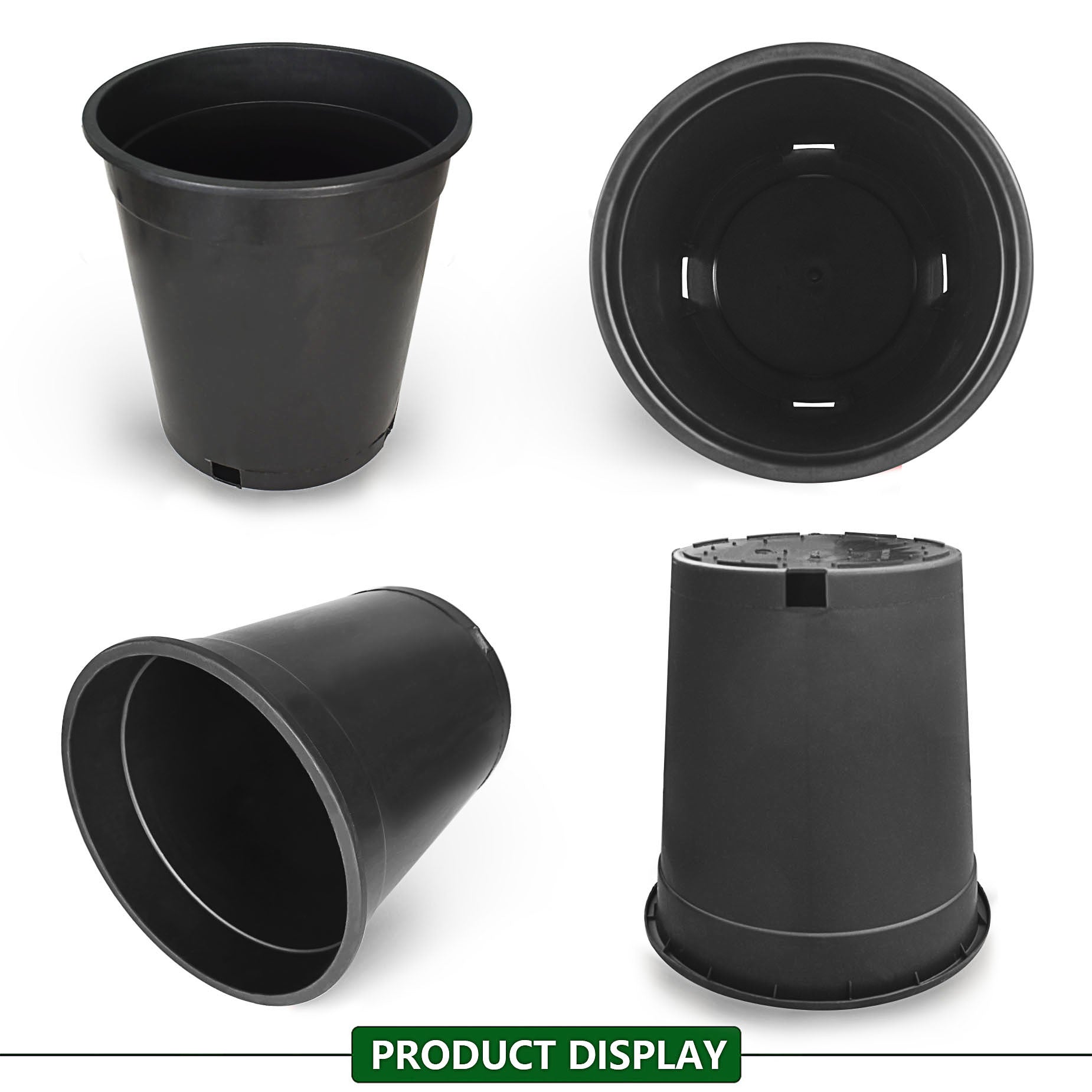 TEMU Wflnhb Breathable Thickened Plastic Nursery Pots For Soft Plants, 5 Gallon Black Planters 10 Sets (actual 11 Sets)
