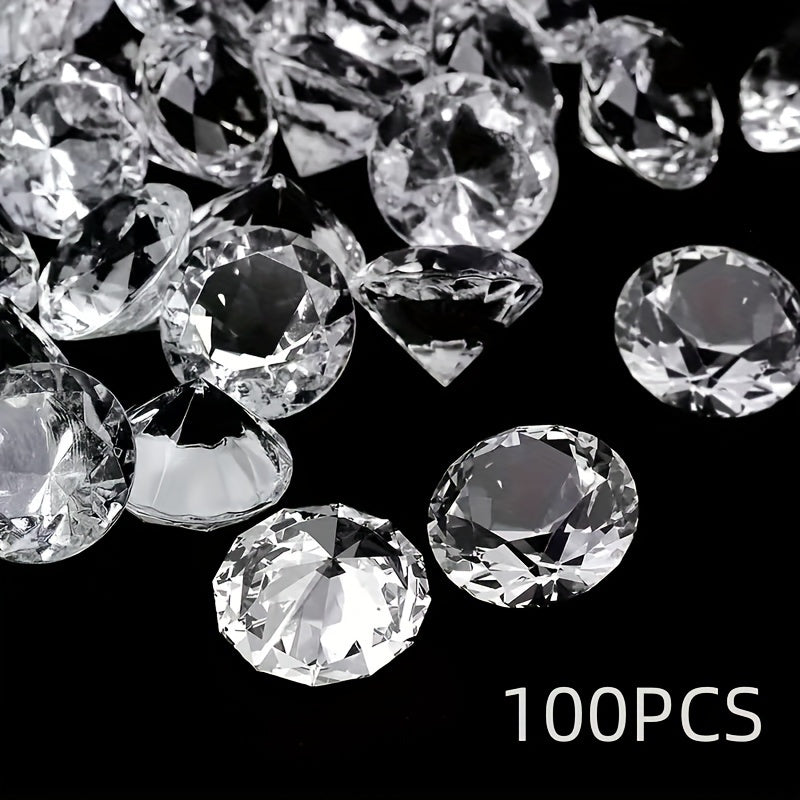 TEMU 100pcs Transparent Acrylic Gemstone Wedding Table Naked Stone Christmas Party Decoration Bride Vase Filler