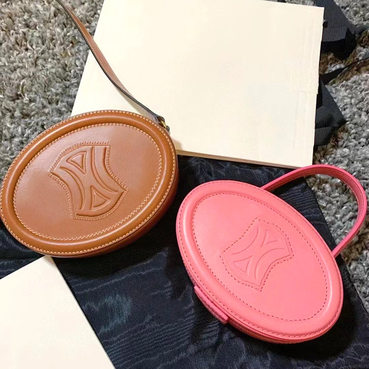 Luxury TRIOMPHES mens clutch bag womens travel oval Genuine leather satchel Designer round bags tote handbag Calfskin shoulder mirror quality purse