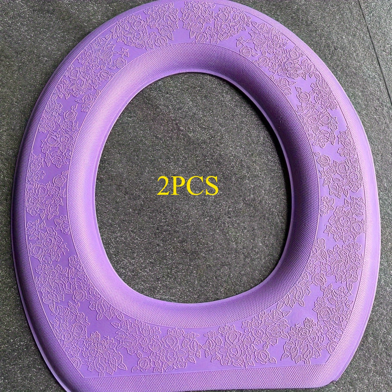 TEMU 2pcs Waterproof Soft Toilet Seat Cover Set - Purple-blue Glossy Non-slip Bathroom Lid & Bowl, Washable Resin Material, Toilets, , & Hygiene