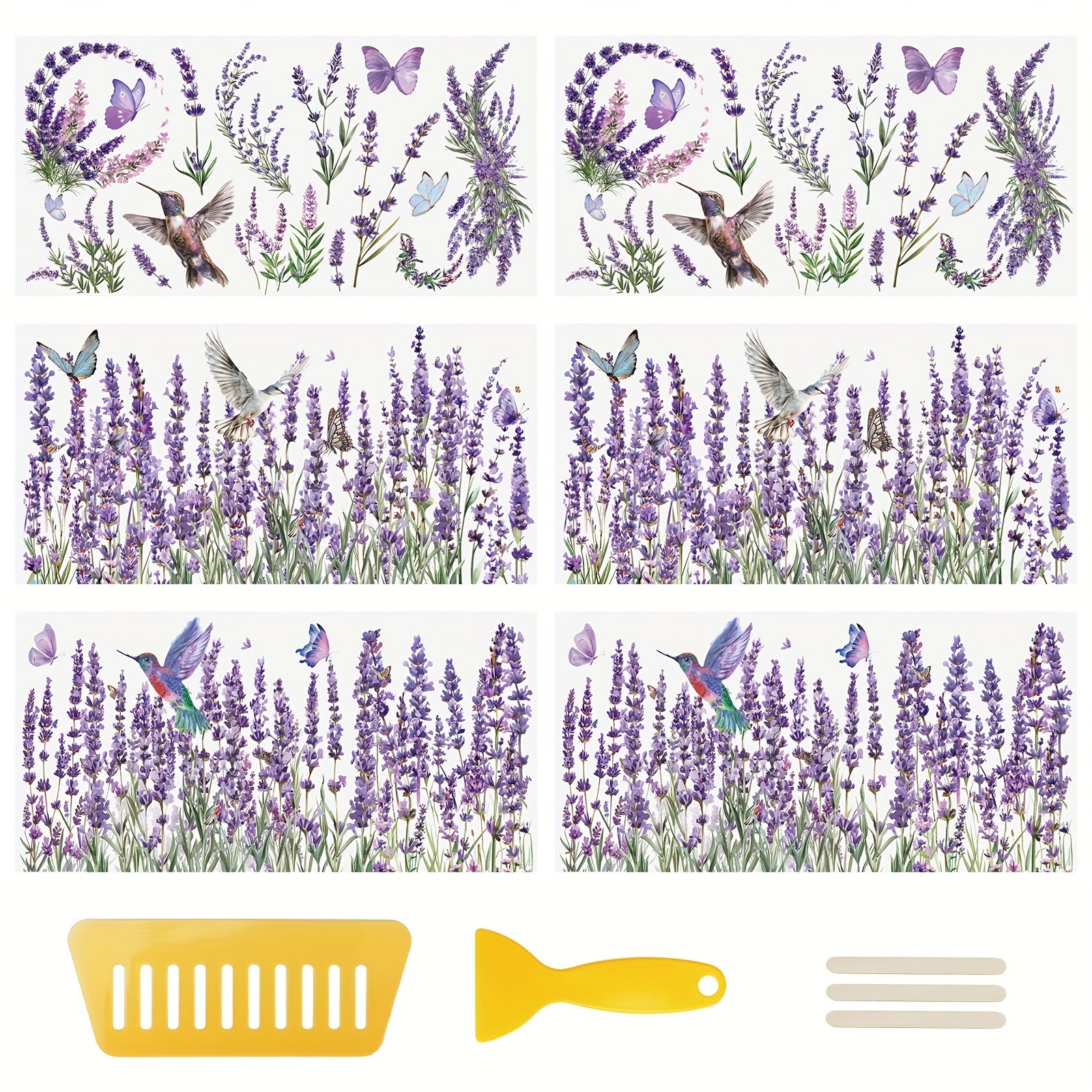 TEMU 6 Sheets Rub On Transfer Sticker, Lavender Bird Stickers Furniture Transfers Stickers For Diy Scrapbooking Photo Albums