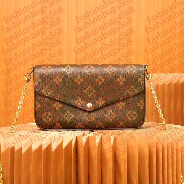 Womens Chain Multi Felicie mini Pochette Bags mens fashion Coin Purses envelope hand bags luxury 3piece Designer Leather small wallet Should
