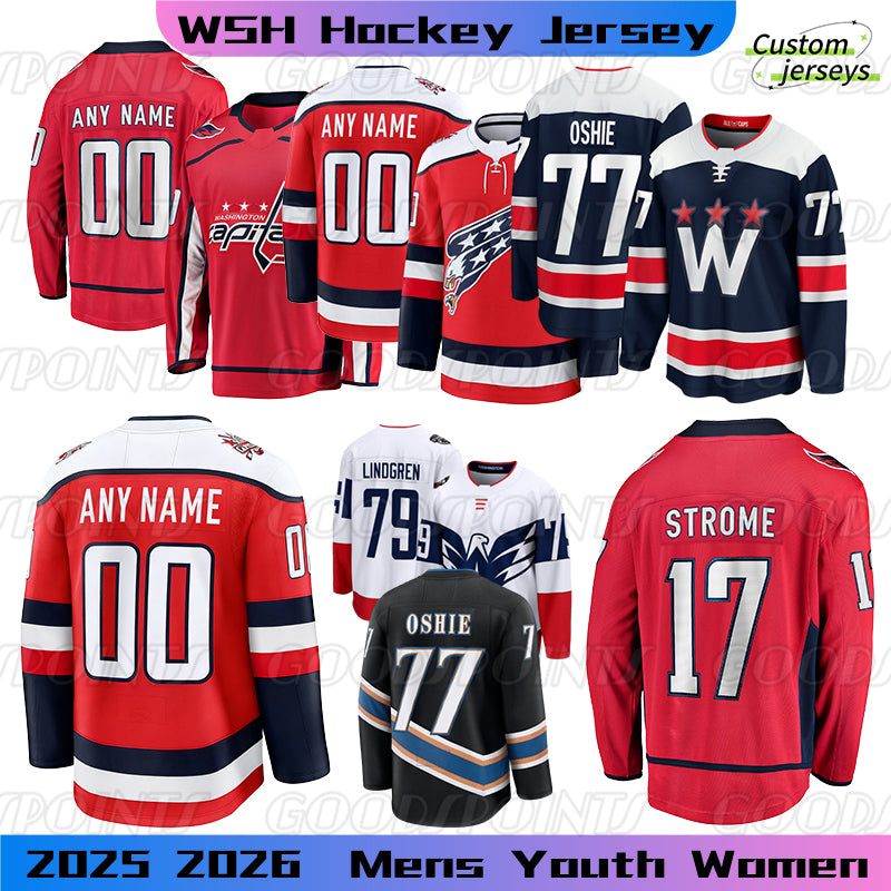 Washiington Hockey Jersey Alex Ovechkin Strome T.J. Oshie Tom Wilson Capitals Jersey Nicklas Backstrom Charlie Lindgren Logan Thompson Beauvillier h