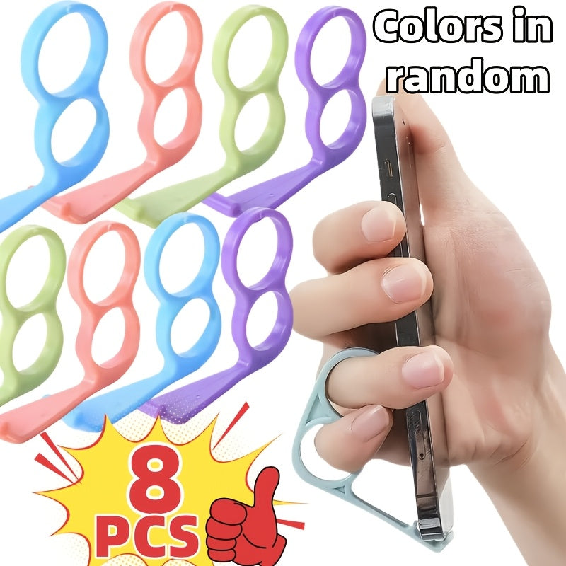 TEMU 8pcs Advanced Mobile - Made Of Durable Pp Plastic, With Anti - Slip Finger Rings To Safety During Handheld Use And Desktop Installation.