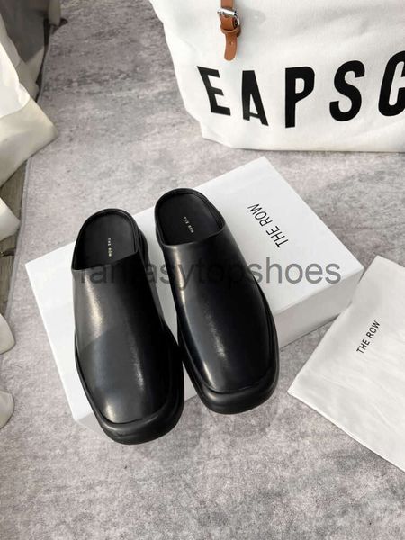 The Row TR 2022 Set Dress Shoes Designer High shoes Autumn Fashion Round Head Leather Baotou Sandals Casual Muller Slippers 9IAT