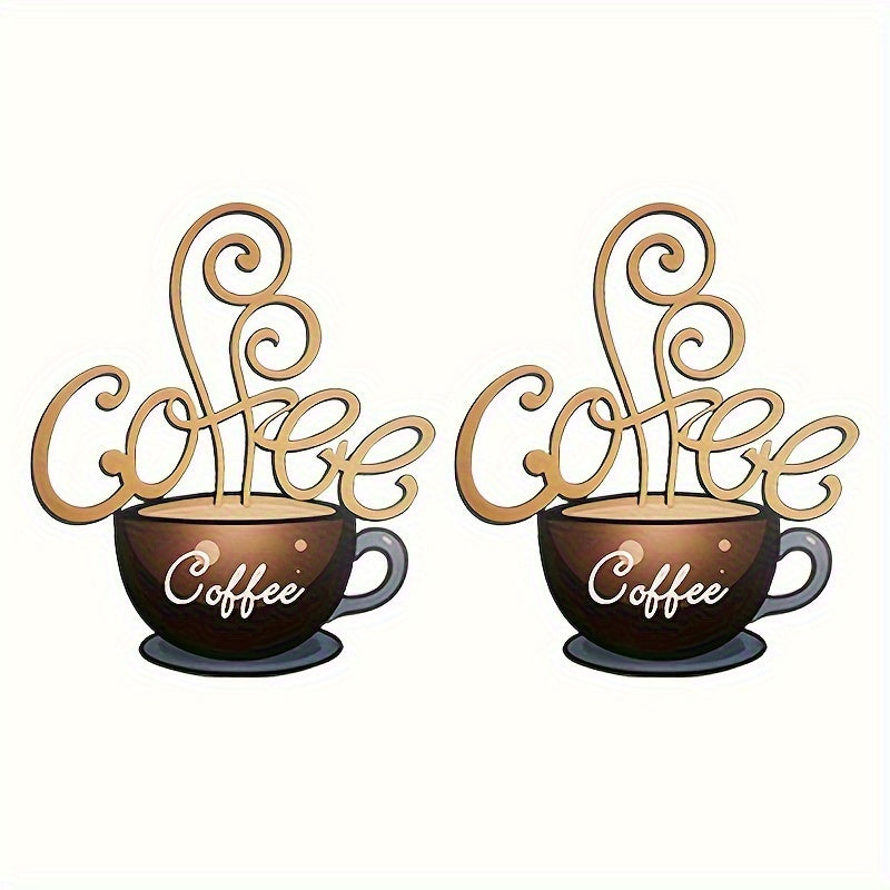 TEMU 2pcs Acrylic Coffee Cup Wall Decor, , Reusable Irregular Shaped Vintage Sign For Kitchen, Bar, Cafe, Restaurant And Lounge Decoration
