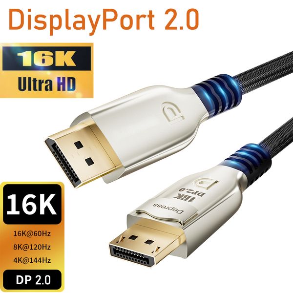 Displayport 2.0 cable 16K 8K Displayport cable 144Hz 240Hz cable Displayport 1.4 DP 2.0 cable G-sync for Gaming monitor PC