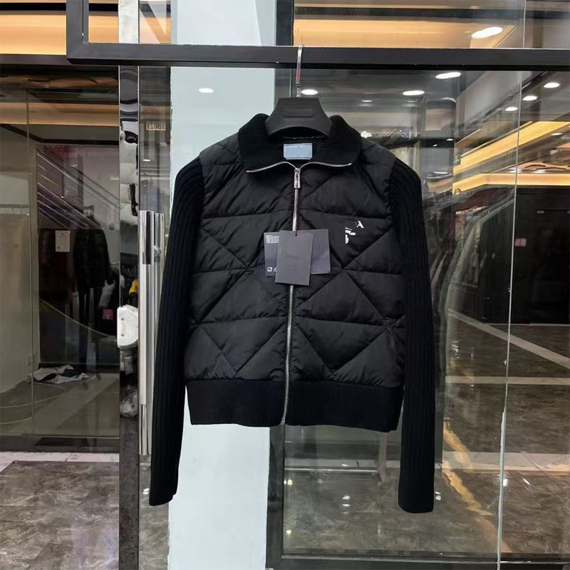 Knitwear Women Designer Jacket Classic Casual Coat Standing Collar White Duck Down jacket Patchwork Winter Parker Slim Top