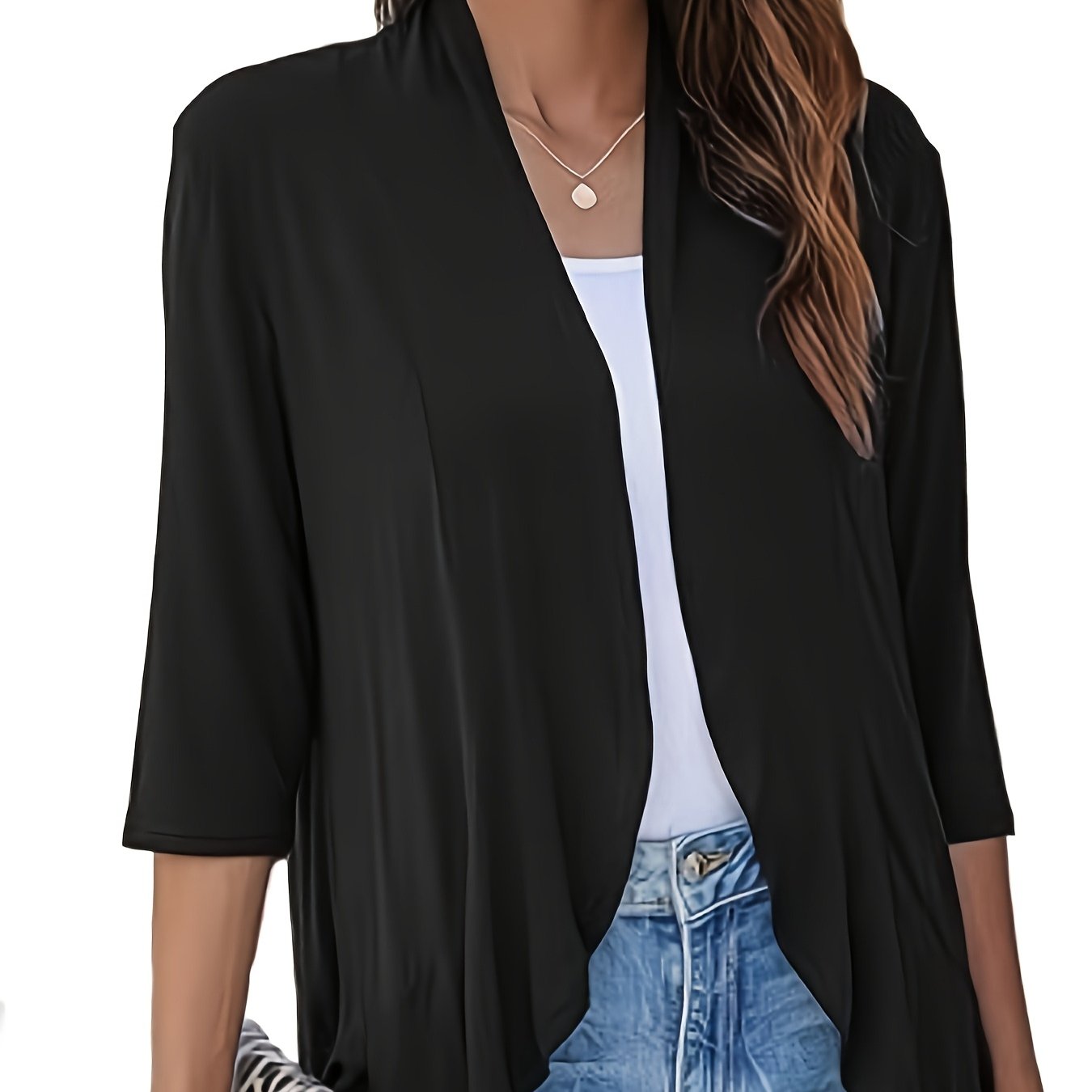 TEMU Women's Casual Cardigan - Front Long Sleeve Lightweight Sweater, Medium Washable For Spring Summer Fall Layering, Lightweight Cardigan