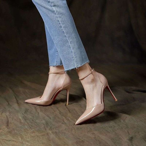Sandals Beige For Women Party Weddings Summer 2024 Stiletto Black Ladies Shoes Footwear Thin Heels Pointed Toe The Best Original