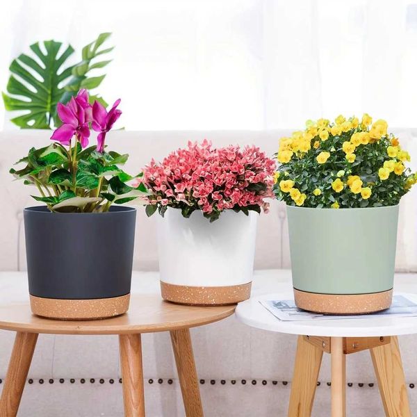 Durable plastic balcony garden basin with tray -2 Anthony flower pots for indoor and outdoor potty plants and vegetables. Air Factory Y25011