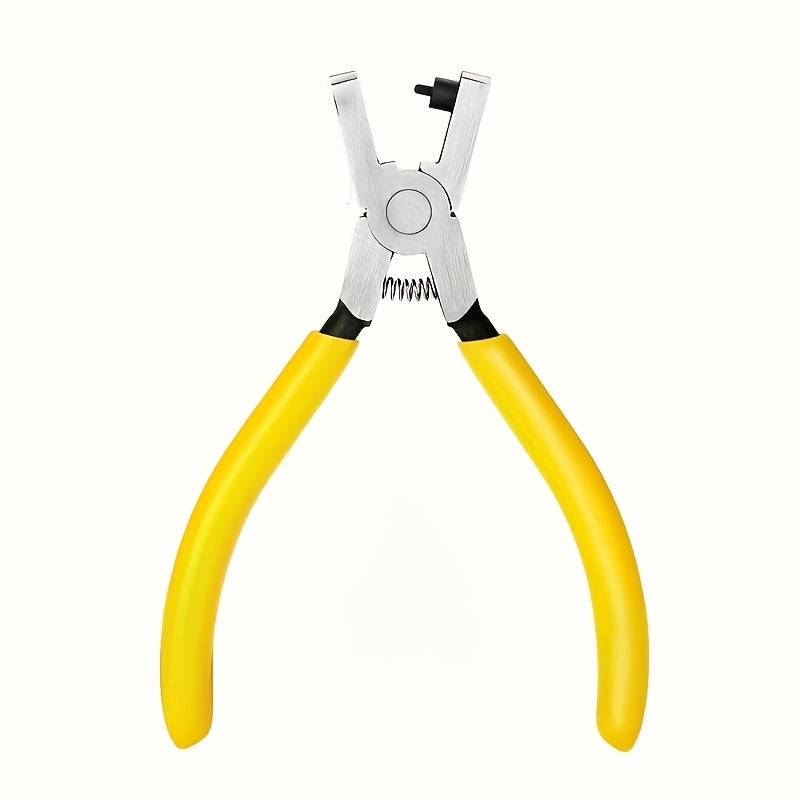 TEMU Heavy-duty Carbon Steel Hole Punch Pliers With Versatile Belt & Shoelace - Watches, Sandals, Tags - Precision 2mm Hole Creation, Durable Yellow