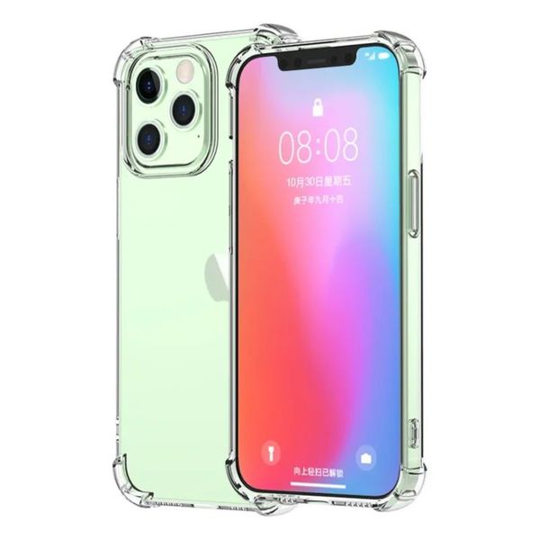 Transparent Clear Silicone Shockproof Case for iPhone 15 14 13 12 11 Pro Max Plus XS XR X Plating Anti impact Candy Color Cover