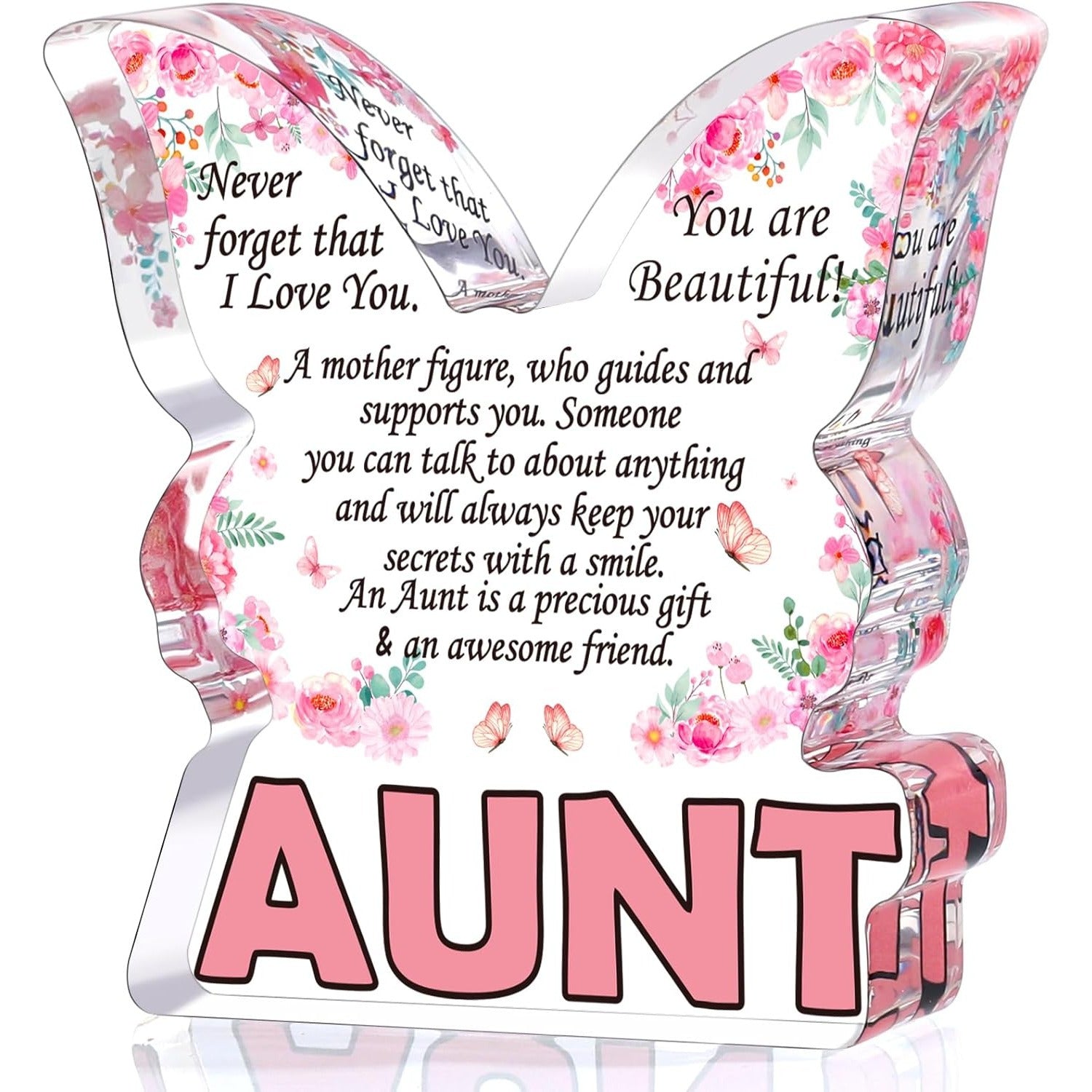 TEMU 2d Flat, 1pc Beautiful Acrylic Shaped Keepsake Decorative Plaque, Aunt Gift From Niece Nephew, Home Tabletop Decor, Awesome Aunts Birthday Gift,