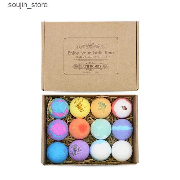 Bubble Bath 12Pcs-set Bath Bombs Bubble Ball Kit Essential Oil Bath Salts Skin Care Exfoliating Moisturizing Shower Bath Balls Accessories L