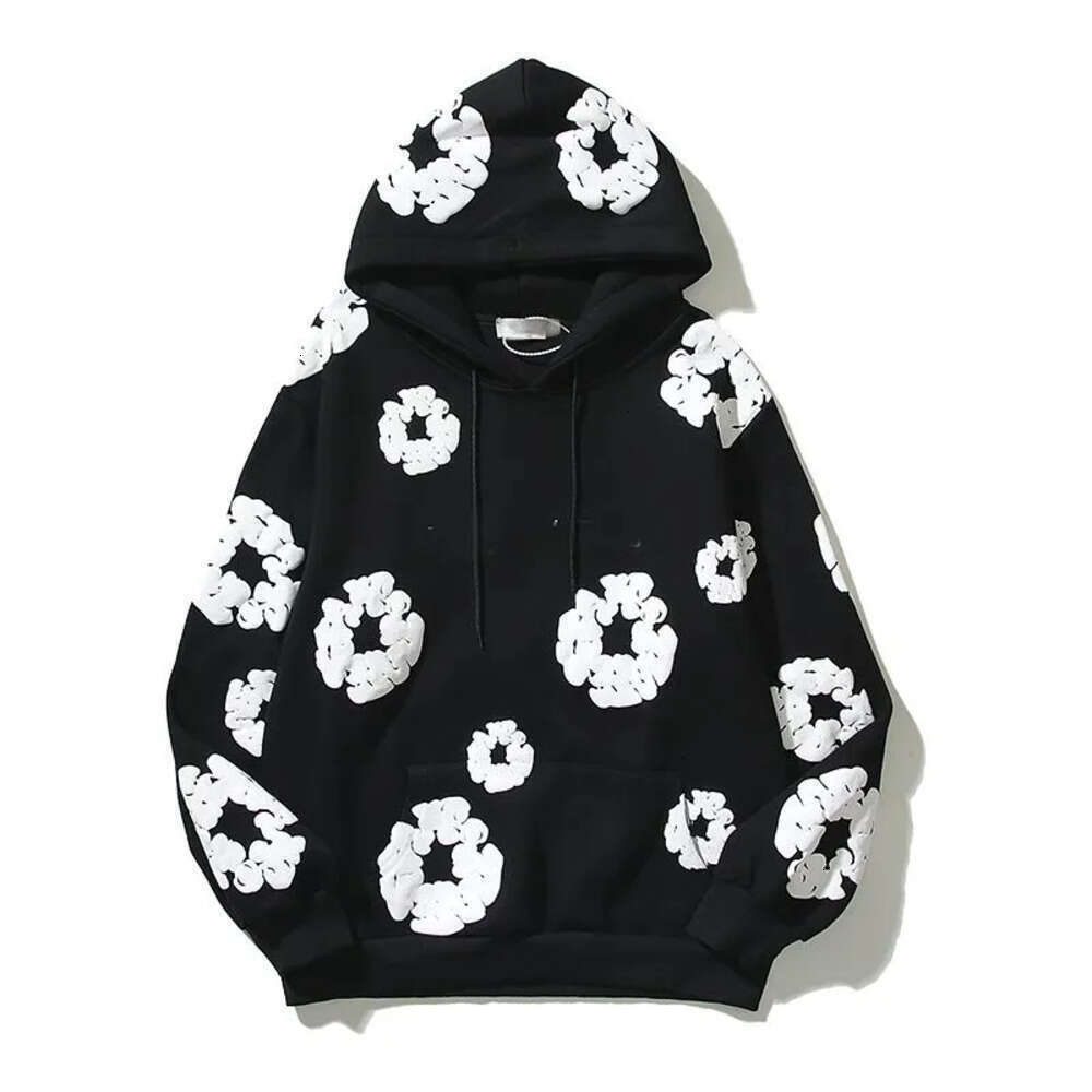 Denim Hoodie Tearliness Hoodie Men Pullover Kapok Tracksuit Designer Kapok Style Jacket Kapok Puff Flower Y2k Foaming Sweatshirt Cotton Wreat Design