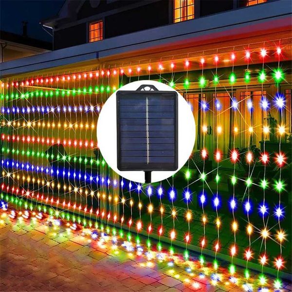 LED Solar Curtain String Lights Outdoor Lamp Solar Fairy Lights Garland for Garden Party Patio Terrace Camping Decor Christmas zyc241120