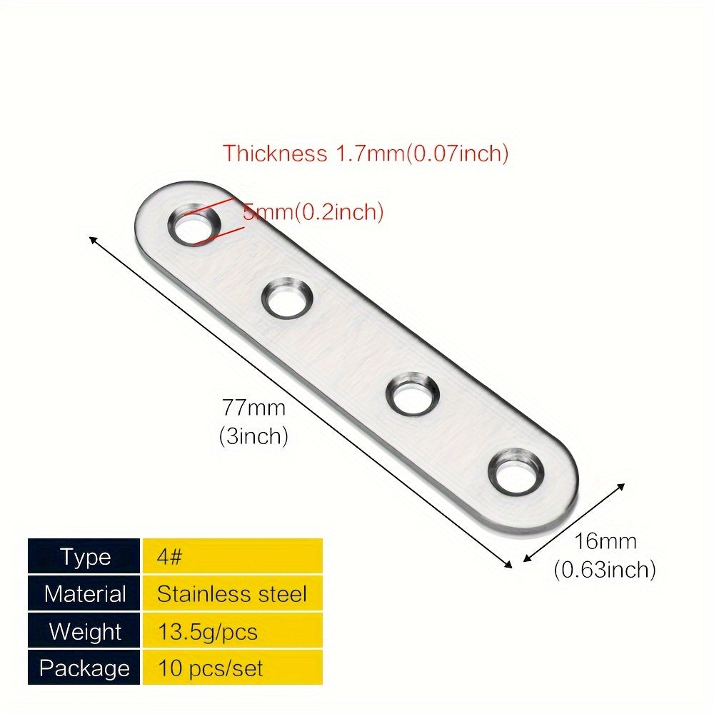 TEMU 2-4-10pcs Straight Brackets, 1.5-7.3 Steel Mending Plates, Fixing Brackets, Straight Plates