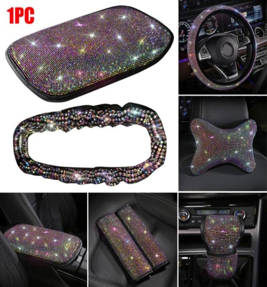 New Universal Rhinestone Diamond Car Accessories Steering Wheel Cover Car Decor Set6500697