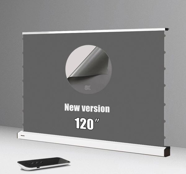Motorized Floor Self-Rising 8K ALR Screen 16:9 Projector Screen Gray For Home 4K Long-Throw-Short -Throw Projectors