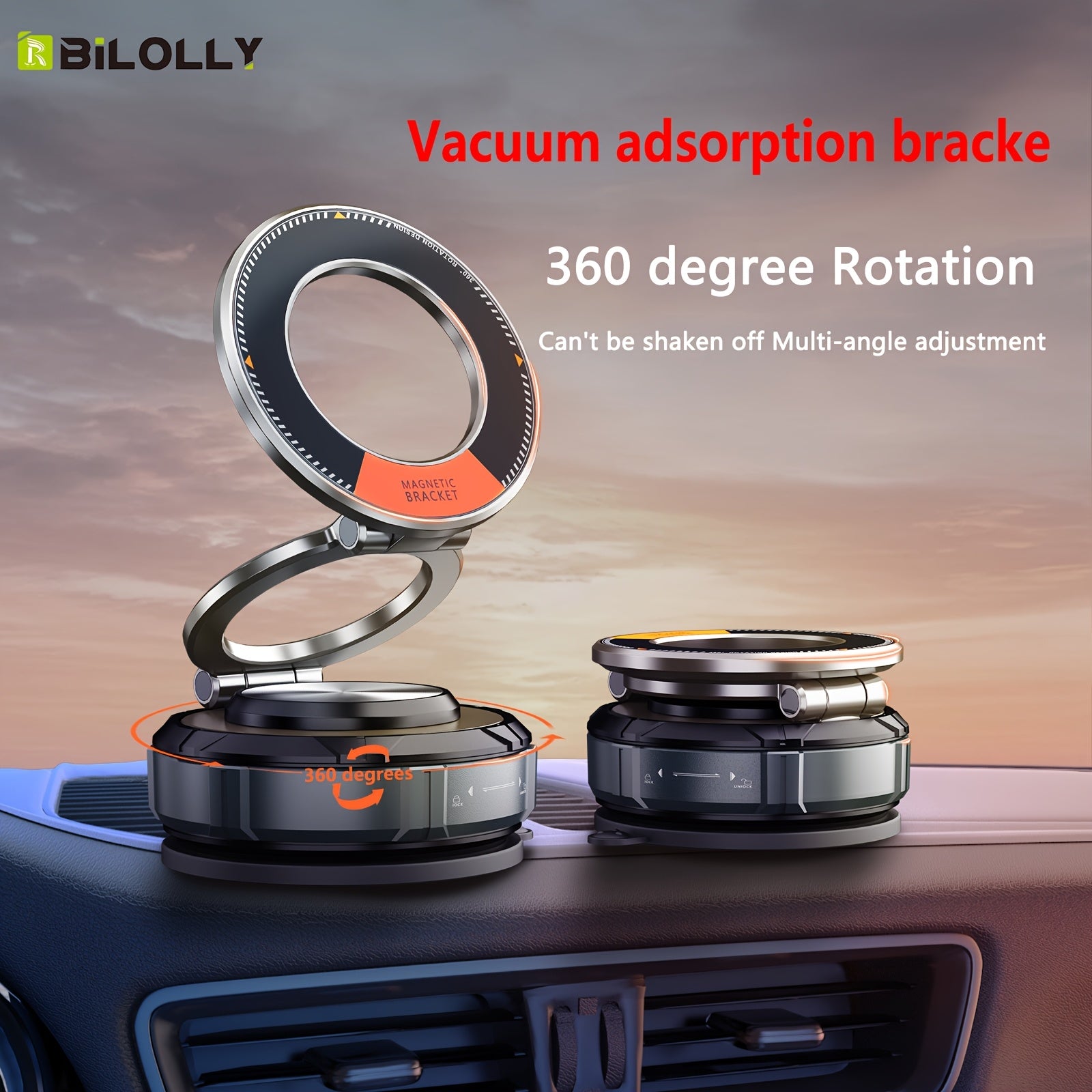 TEMU Car Holder - Vacuum Magnetic Phone Holder 360 Degree Rotation - N52 Strong Magnetic Holder Suitable For Phone Holder Suitable For Car-gym-mirror