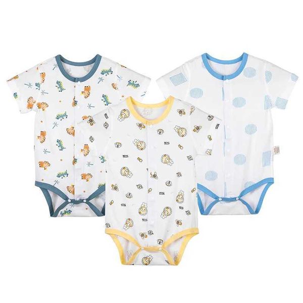 MICHLEY 3-piece newborn cotton baby bodysuit short sleeved long sleeved Rper clothing childrens girl boy jumpsuit clothing Y250111