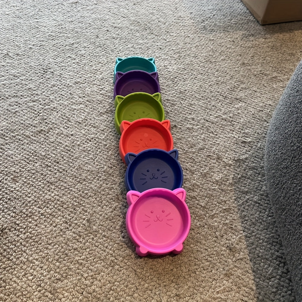 TEMU 6pcs Colorful Cat Bowls - Durable Plastic, Easy-to-clean Small Pet Food & Water Dishes With - Indoor-outdoor Cats & Puppy Birthday Parties,