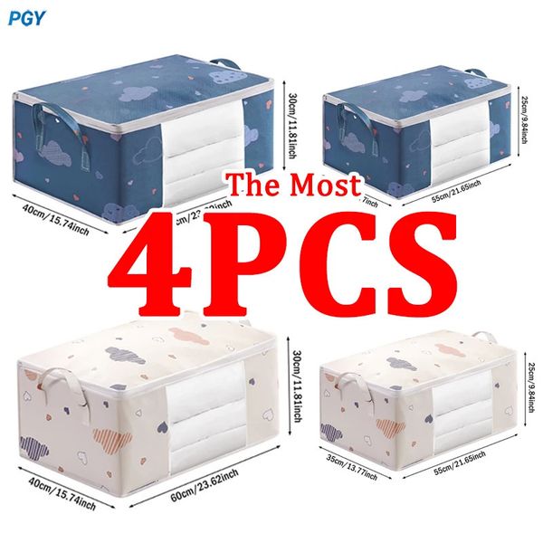 Big Capacity Storage Bag 4-2-1PCS Sorting Bags Quilt Clothes Duvet Blanket Dustproof Closet Under-Bed Moisture Proof Organizer 241205