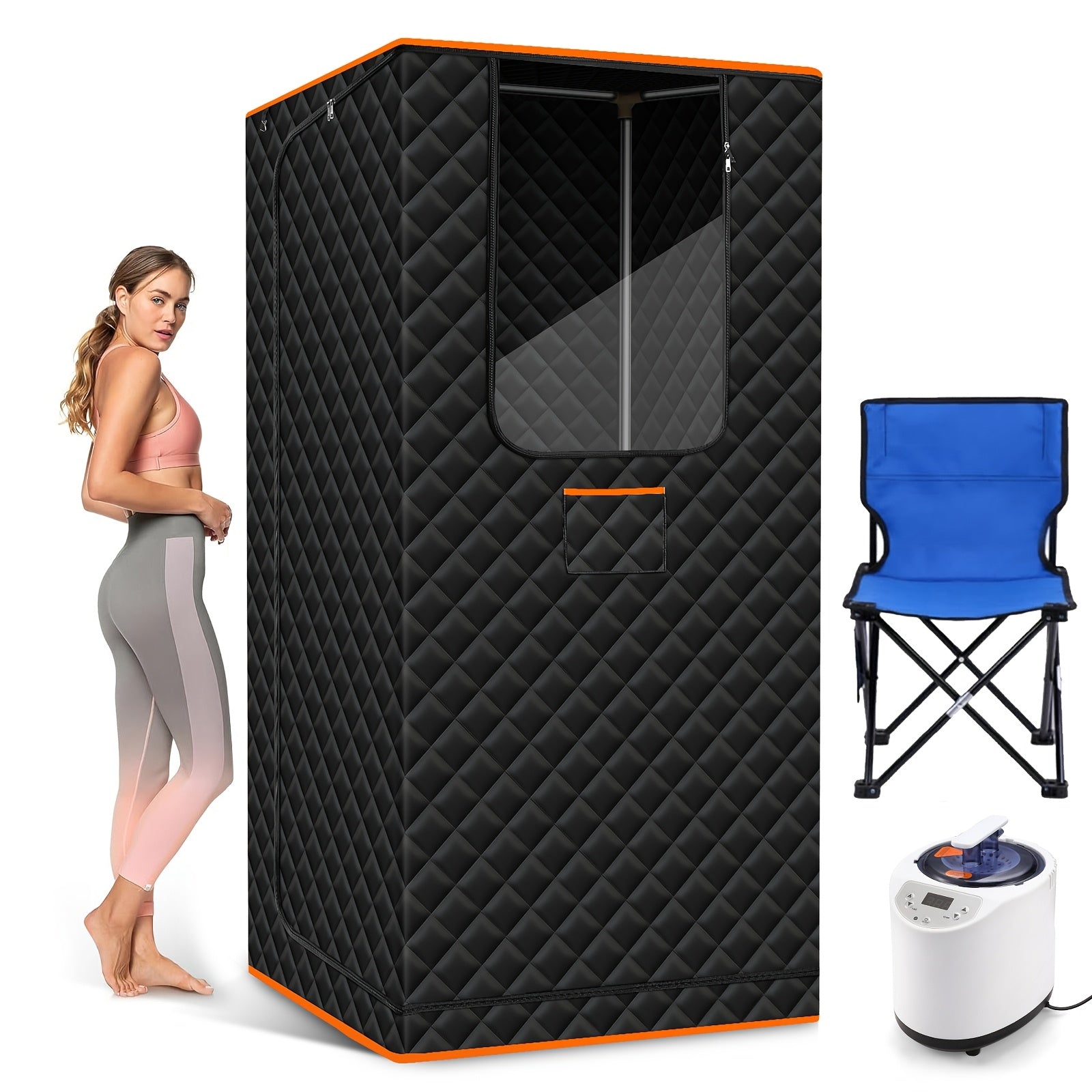 TEMU Portable Steam Sauna, Portable Sauna For Home, Sauna Tent With 3.0l Steamer, Remote Control, Folding Chair, , 2.6' X 2.6' X 5.9'