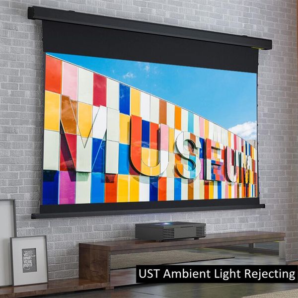 150 Inch ALR Motorized Tab-tensioned Screen UST Projector Ultra-Short Throw Ambient Light Rejecting 4K Projector Screens