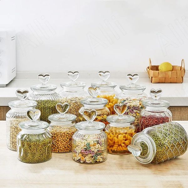 European Glass Storage Jar Living Room Coffee Table Creative Relief Candy Can Desktop Grain Dispenser Modern Home Decoration 240816