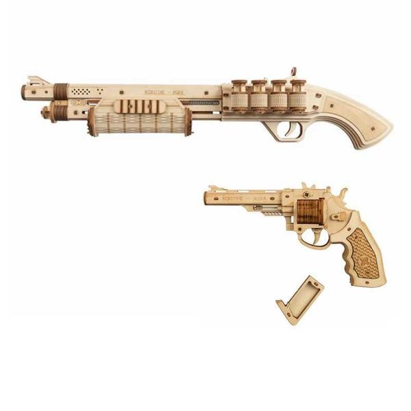 Robotime 3D Wooden Puzzle Rubber Band Guns Justice Guard Toy Corsac M60 For Teens Funny Outdoors Game Shooter Gifts LQ401T250110