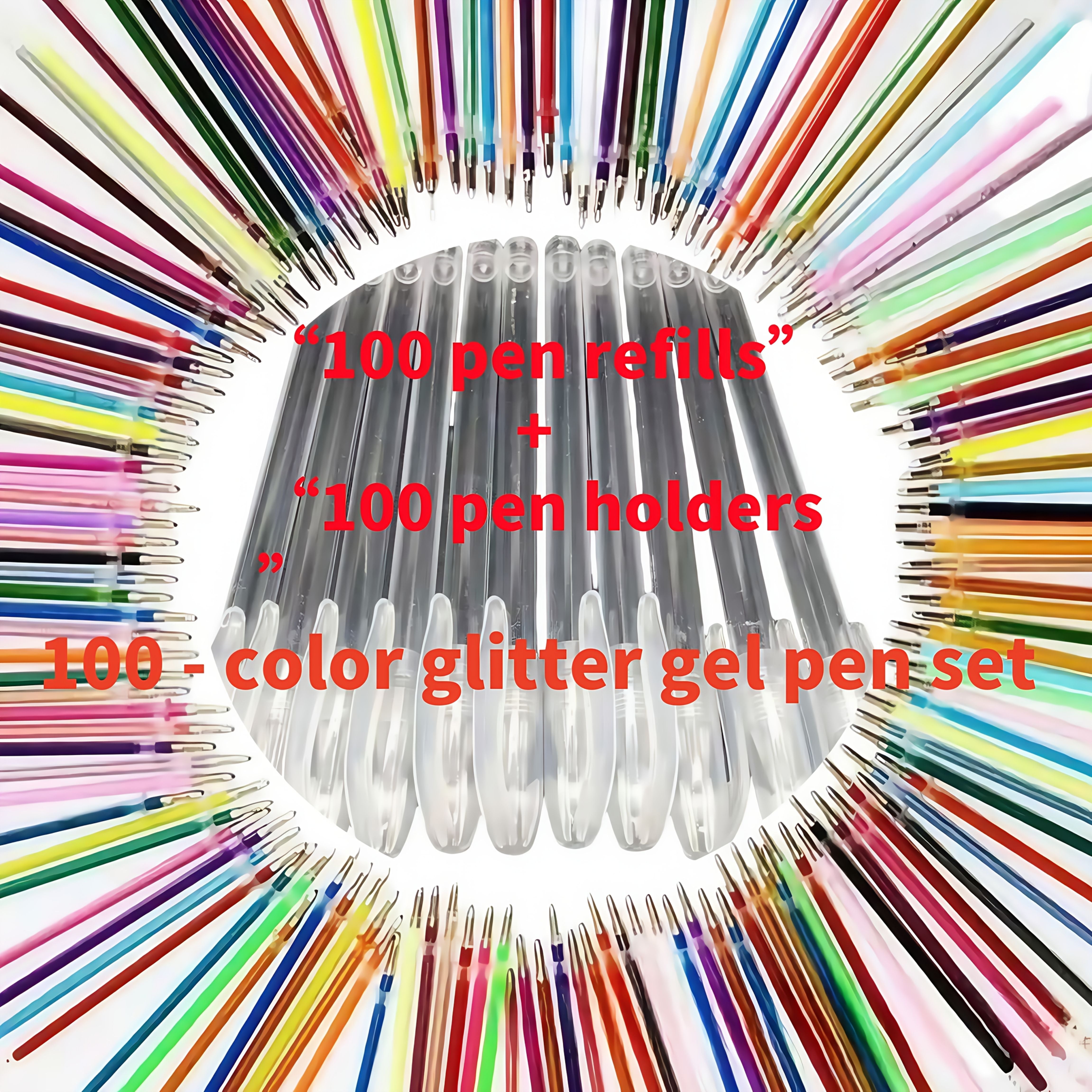 TEMU Halloween Gifts Glitter Gel Pens 100 Colors Glitter Pen Set For Card Making, 30% More Ink, Neon Glitter Gel Markers For Adult Coloring Book