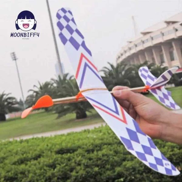 DIY Hand Throw Flying Glider Planes Elastic Rubber Band Powered Flying Airplane Plane Glider Assembly Model Toys For Children Y240809