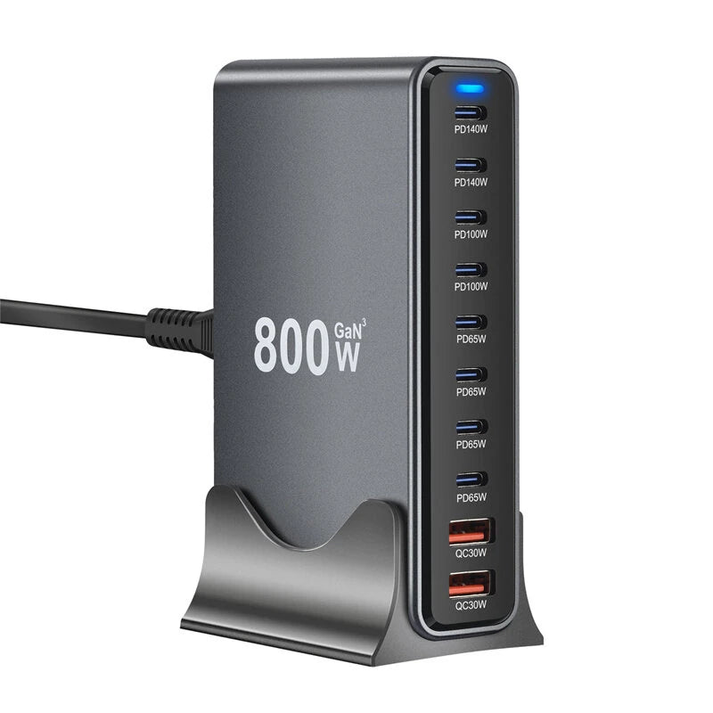 [GaN Tech] Bakeey YMX-800W 800W 10-Port USB PD Charger 2USB-A+8USB-C PD QC Fast Charging Desktop Charging Station EU Plu