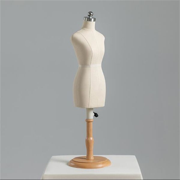 Mini Wooden Sewing Female Mannequins, Body Tripod Stand, Manikin Shoulder Strap, Clothing Cut Can Pin Villain, E067, 1-3, 1-4
