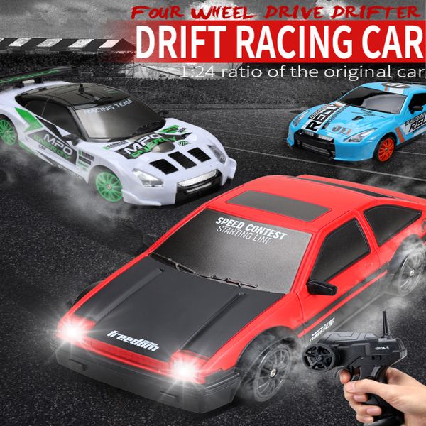 ElectricRC Car RC Car 24G 15kmH 1 24 Fourwheel High Speed Drive Drift Rubber and Drift Two Types of Tires Simulated Racing Toys For Boy 2309