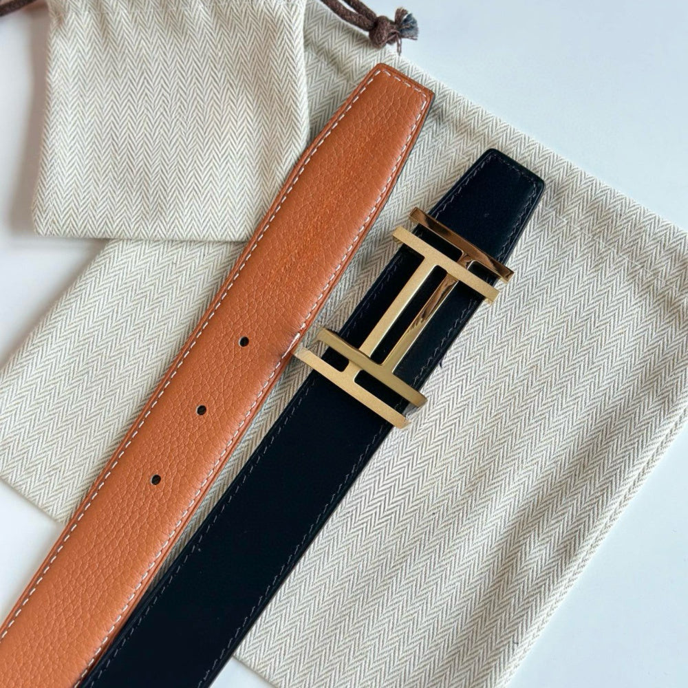 Men Belt Real Leather Designer Belt Men Women Top quality belt width 3.2cm luxury leisure Smooth fashion Buckle belt with oranger box Reversible wai