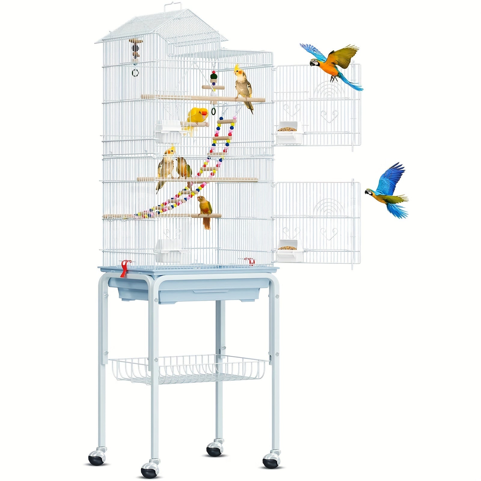 TEMU 62 Inch Large Birdcage Parrot Cage Used As A Rolling Stand For Pet Parrots, Including The