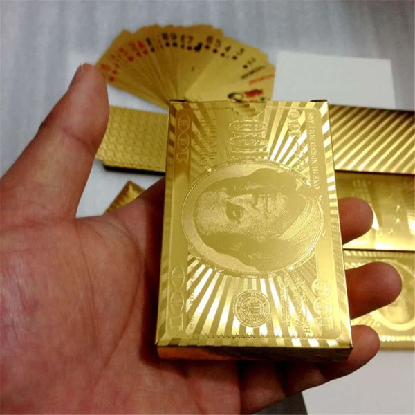 Card Playing Foil Cards Waterproof Gold Plated Euro Poker Table Games For Gift Collection Free Shipping S s