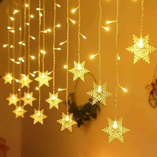 2024 LED curtains snowflake string lights wave lighting party holiday New Year indoor and outdoor decoration Y240927