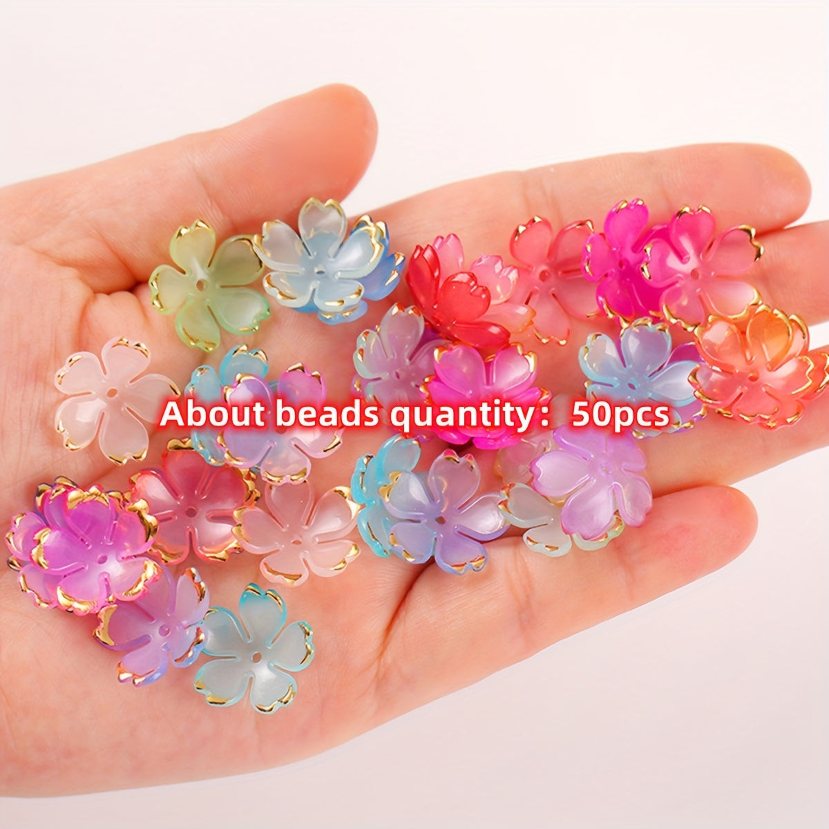 TEMU 50pcs Vibrant Mixed Color Acrylic Flower Beads, 19mm - Ideal For & Women's Fashion Accessories Crafting, Charms For Jewelry Making