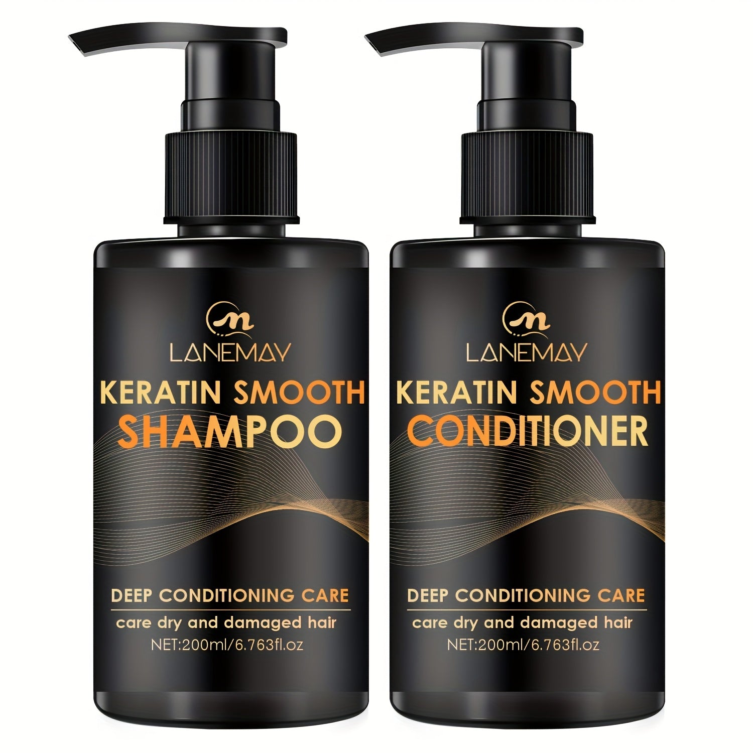 TEMU 2pcs Shampoo + Conditioner Set Keratin Smoothing Shampoo And Conditioner Set - Hydrates Hair And Scalp To Prevent Breakage And Split Ends - For