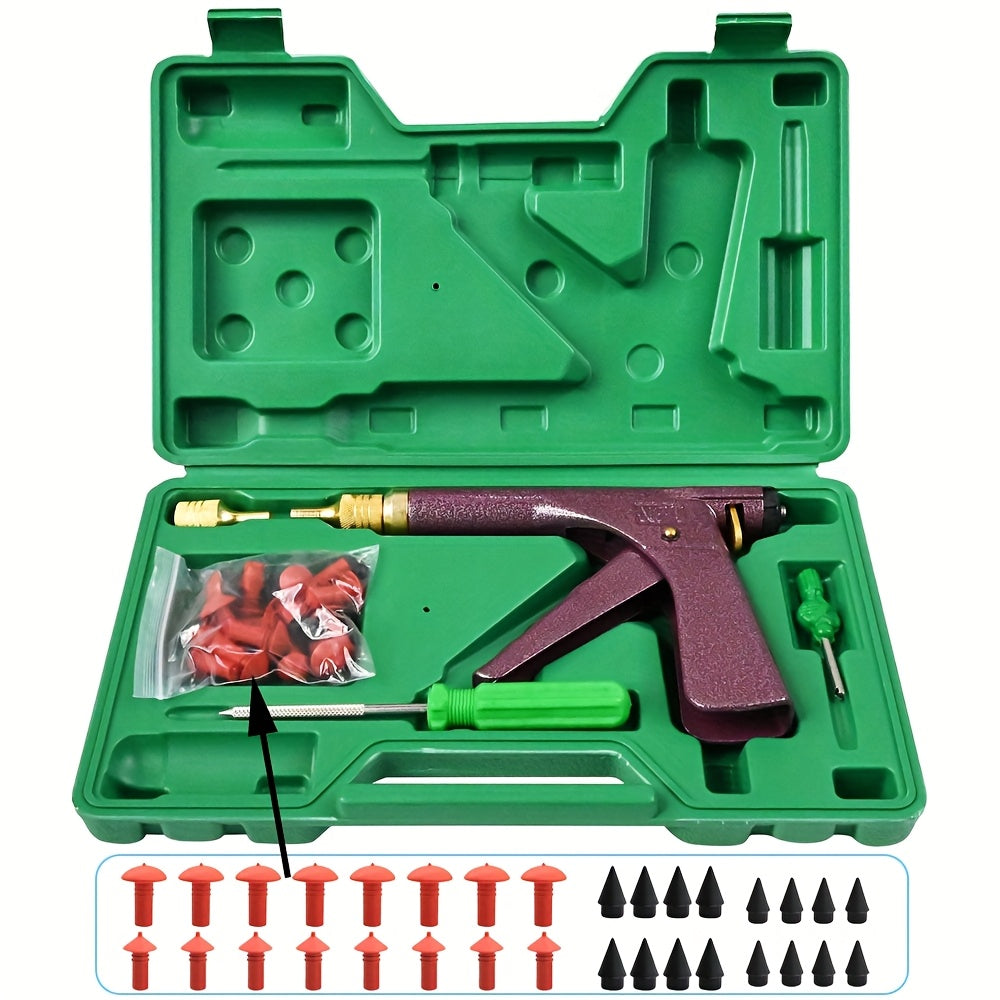 TEMU Car Tire Repair Tool Car And Motorcycle Tubeless Tire Plug Tire Wheel Repair Gun Kit With Mushroom Plug Probe Nozzle