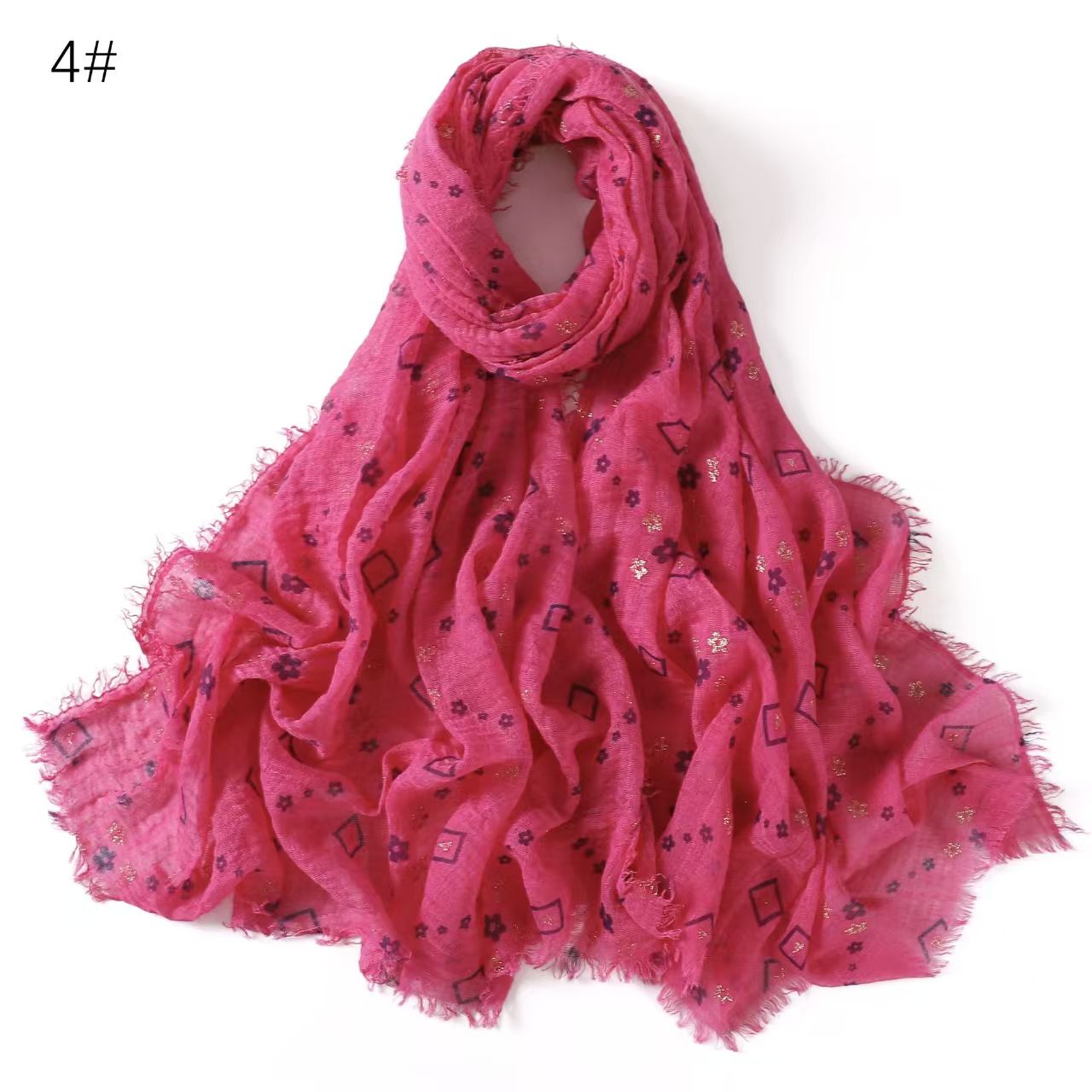T720 printed floral art sunscreen travel shawl air conditioning towel gold stamping cotton and linen beard bubble wrinkle solid color long scarf