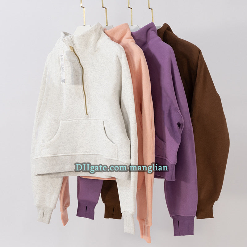 Designer Women Yoga Hoodie Half-Zip Pullover Sweatshirt with Slim Fit Line Decoration Comfortable Activewear Fitness Gym Yoga Training Fashion Desig