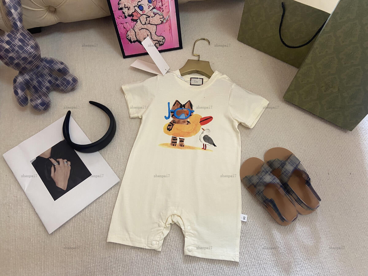 Top newborn jumpsuits Summer Cartoon pattern kids romper designer Baby toddler clothing Short sleeve infant bodysuit A135X04N080-b