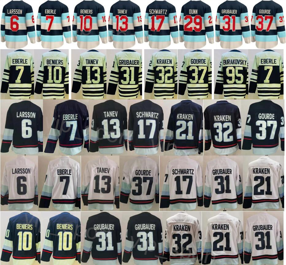 2024 Winter Classic Hockey 10 Matty Beniers Jerseys 17 Jaden Schwartz 31 Philipp Grubauer 37 Yanni Gourde 6 Adam Larsson 7 Eberle 13 Brandon Tanev 9