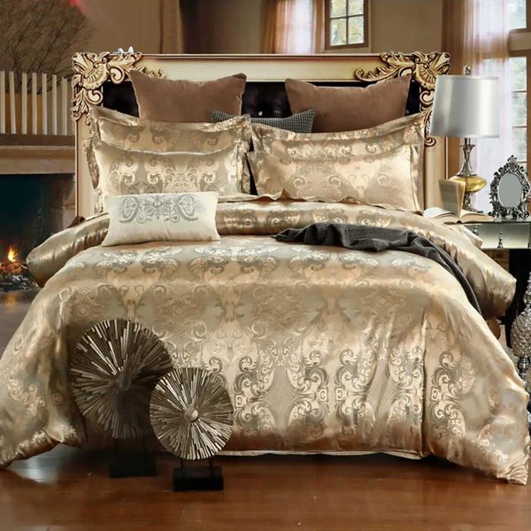 Bedding sets 2-3 pieces of luxury jacquard bedding extra large down duvet cover floral gold high-quality 2 boxes (single box) T240604