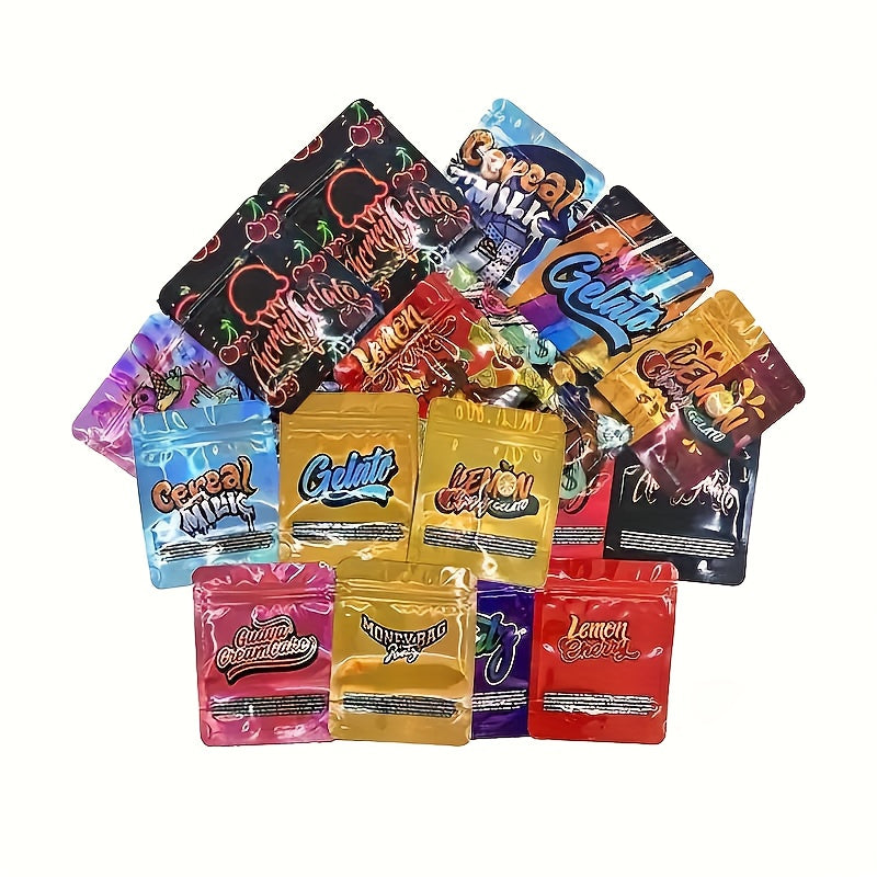 TEMU 100 Random Styles Of Storage Bags, 3.5g Shaped Zipper Plastic Bags, Mylar Bags, Candy Bags, Gummy Bags For Storage, Edible Bags, Zipper Bags,